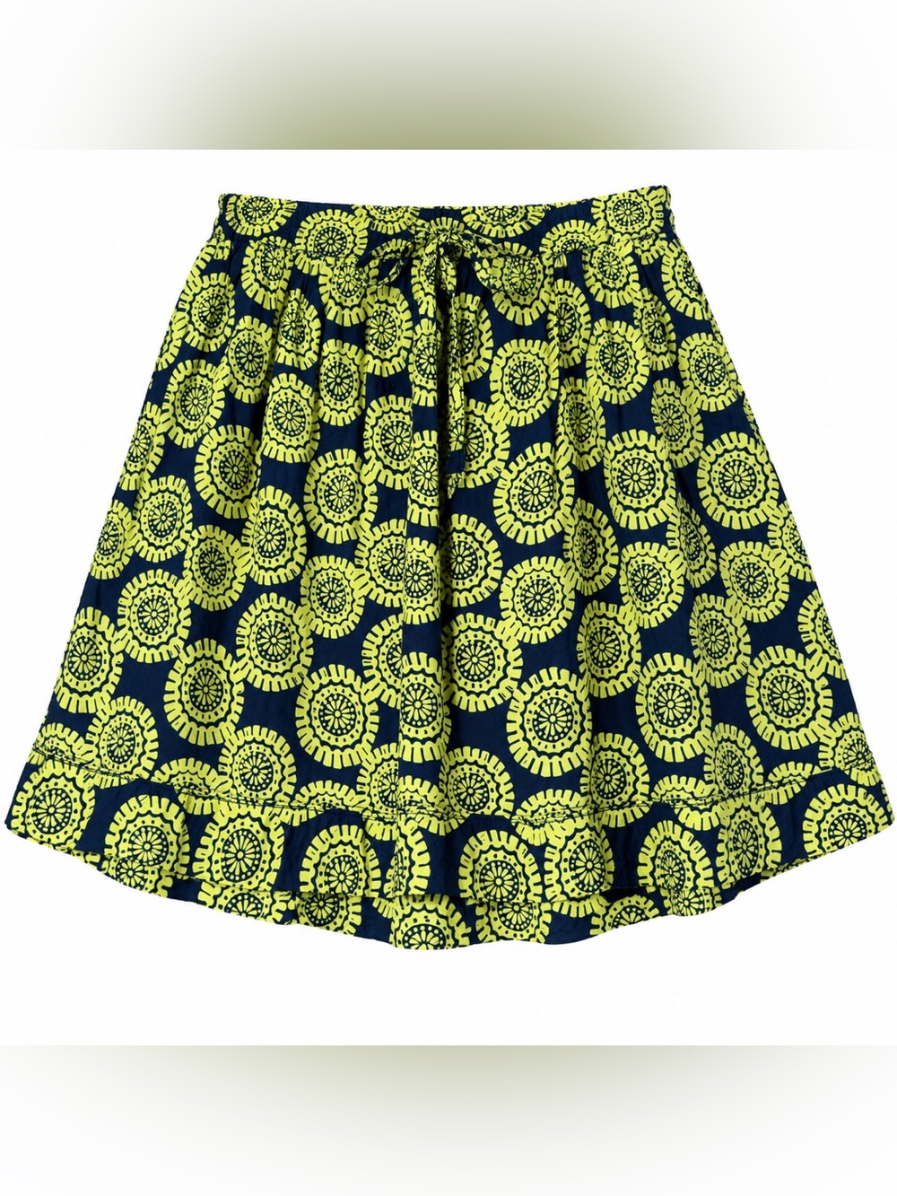 Merona Navy and Lime Circle-Print Skater Skirt